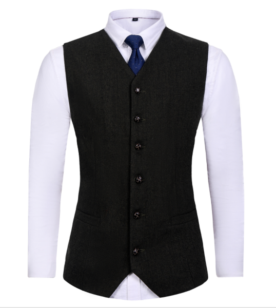 

men's vests mens suit vest solid color man custom made lapel/v neck slim fit wedding waistcoat for business male clothes, Black;white