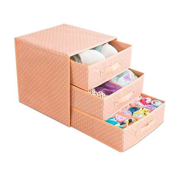 

storage drawers 31*31*32cm underwear drawer organizer 3 layer dots printed bra socks box closet organizers clothing & wardrobe