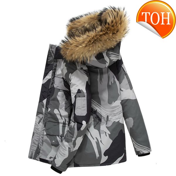 

white brand men winter jacket duck down coat windproof fur hooded collar thicken jackets -30 degree keep warm size s-3xl, Black