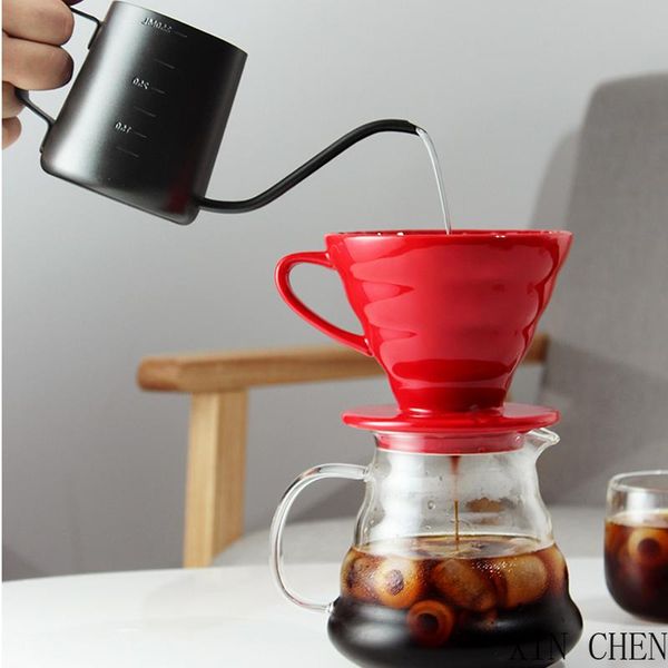 

separate stand for 1-4 cups ceramic coffee dripper engine style drip filter cup permanent pour over maker with filters