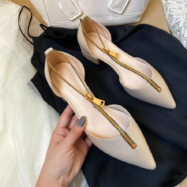 

sianie tianie 2021 genuine leather pointed toe ladies chunky high heels summer women shoes with front zipper woman sandals, Black