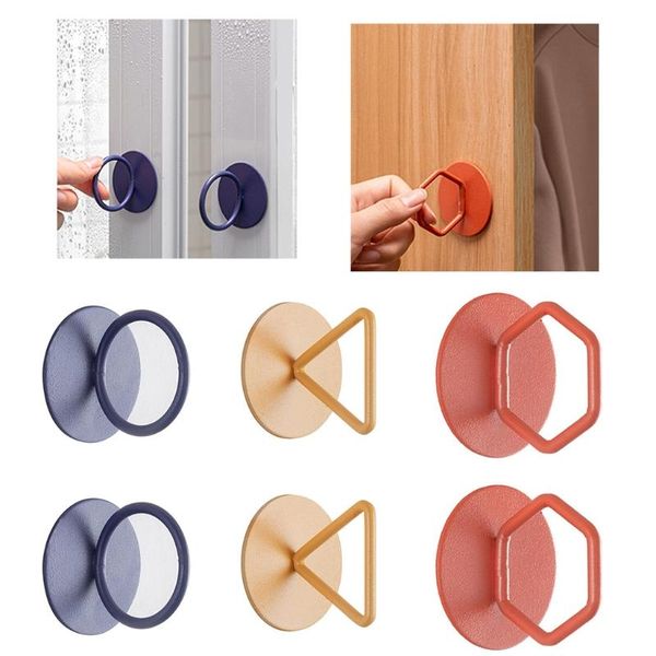 

hooks & rails 2pcs self-stick instant cabinet drawer push pull knobs auxiliary sliding door window handle helper multifunction coat hanger w