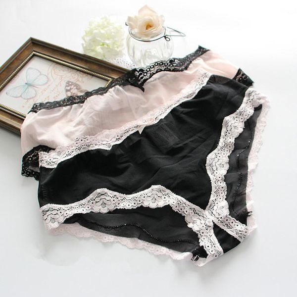 

women's panties soft mesh underwear extra big plus size brief l-5xl women lace panty briefs shorts h246, Black;pink
