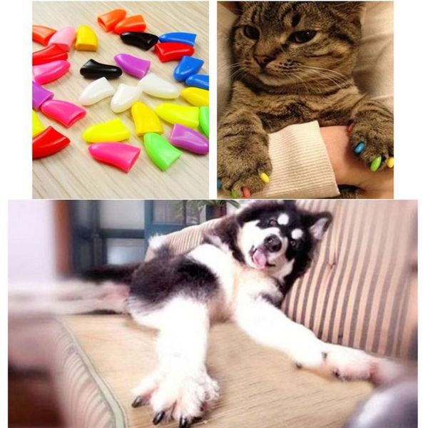 

car headlights 20 pcs lovely pet cat claw control nail caps covers protector size xs (black)