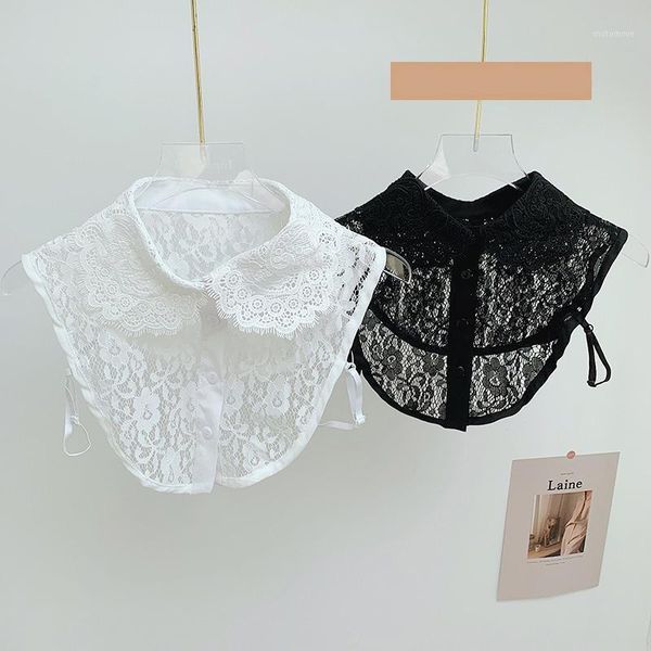 

linbaiway women lace floral removable detachable collar shirt fake collars sweater blouse false collars female decor1, Black;gray