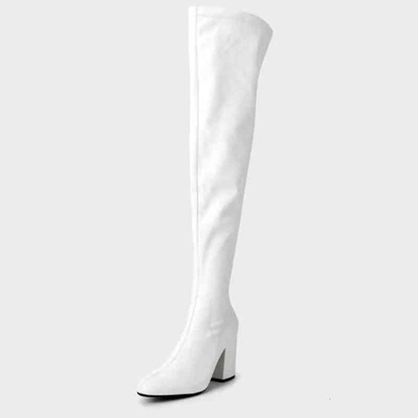 

boots giyu botas moda coxa altas mulheres macio estiramento sobre os joelhos de salto alto designer branco fetiche festa sapatos k7hp, Black