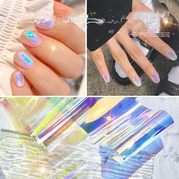 

nail art decorations 2021 laser multicolor mixed cellophane colorful candy aurora accessories diy design, Silver;gold