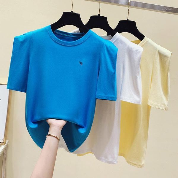 

women's t-shirt casual women half sleeve korean style slim basic cotton modal tshirt blue womens clothing summer t shirt femme 2021, White