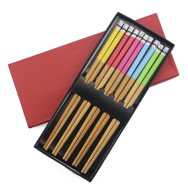 

chopsticks brand pairs/box reusable non-slip set wooden eco-friendly chinese korean style 5 tableware dinnerware sliver