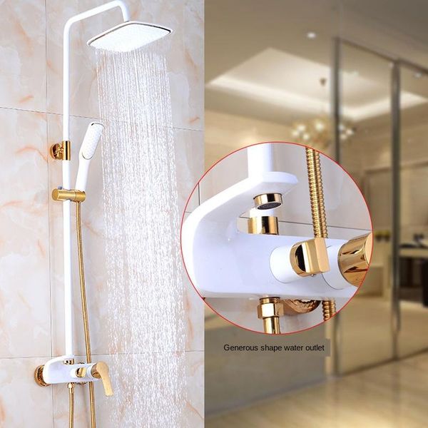 

all-copper european-style shower and set, black white baking varnish, washroom, adjustable wall-mounted bathroom sets