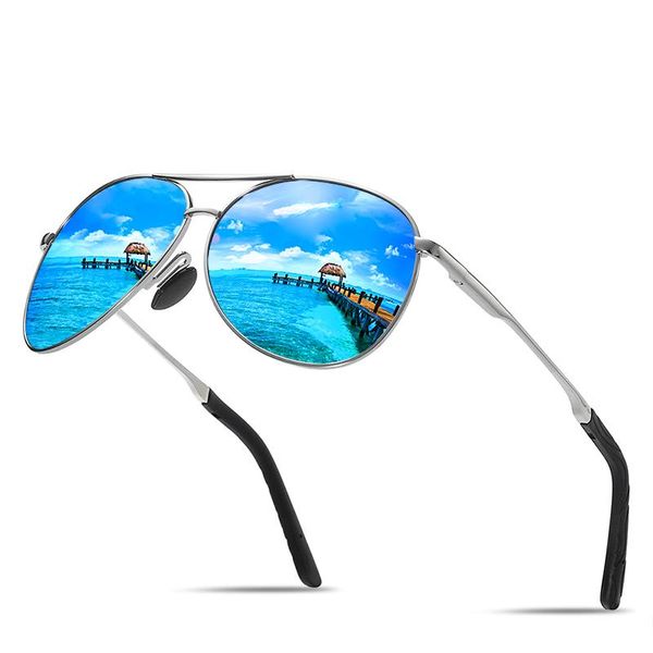 

sunglasses fashion pilot men polarized uv400 oversized alloy frame aviation male classic black driving fishing shades, White;black