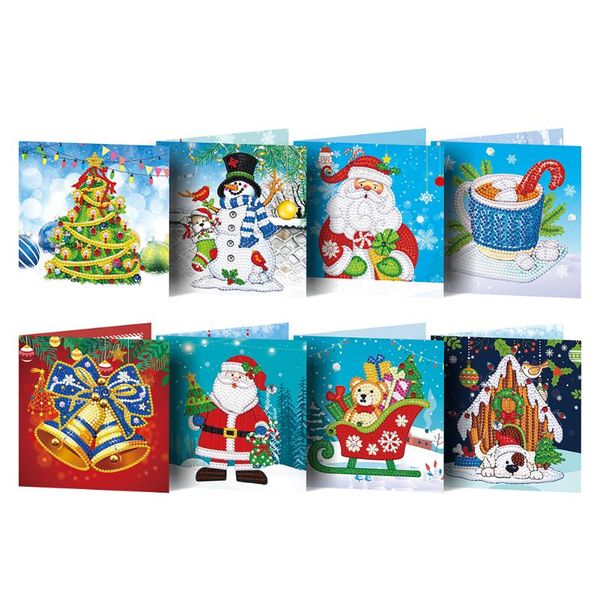 

greeting cards 8pcs christmas card diy special drill diamond mosaic 3d birthday rhinestone kits home holiday party decor