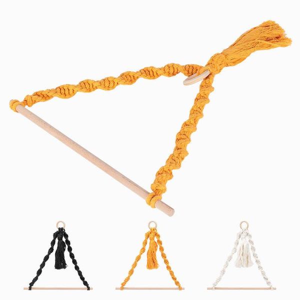 

storage boxes & bins fabric hanger paper towel holder knitted log rope with tassel for po hanging accessory organizing