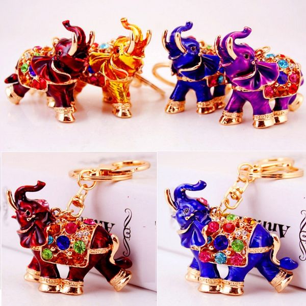 Rhinestone cristal elefante chaveiro chaveiro pingente elefante chaveiro anel titular liga chaveiros presente unisex