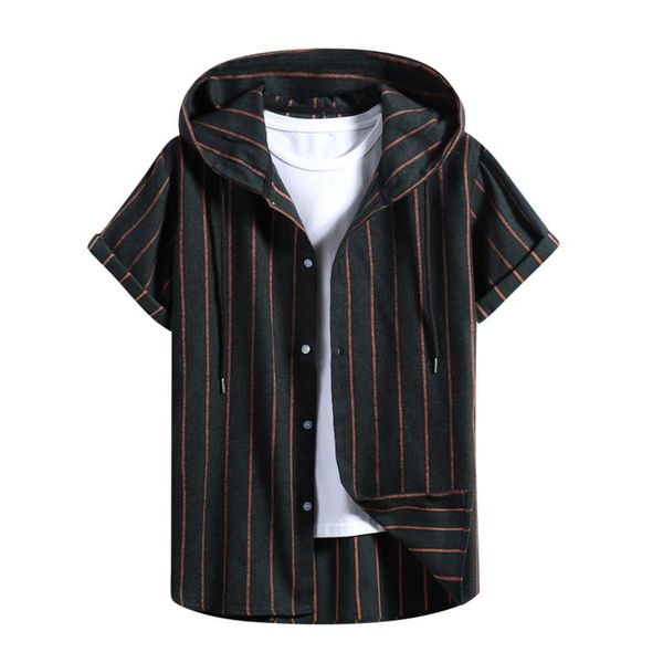 

men's casual shirts men summer short sleeve hoodie streetwear blouse hip hop camisas #t2g, White;black