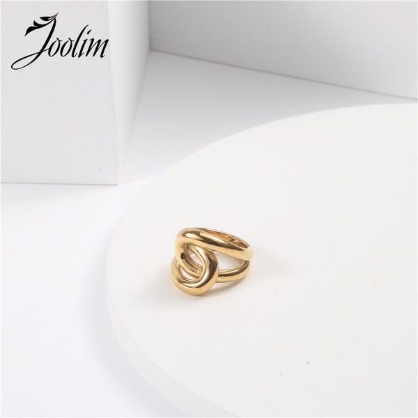 

joolim gold plated twist knot stainless steel rings 2021 jewelry cluster, Golden;silver