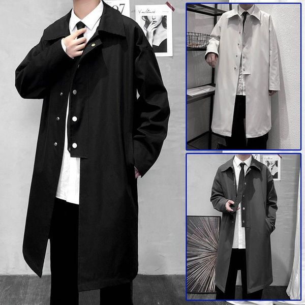 

men's trench coats autumn dark windbreaker medium length loose coat f55-p85-118, Tan;black