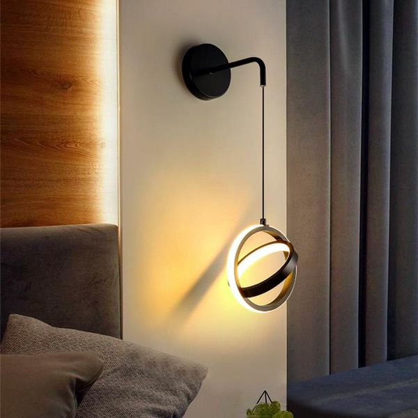

wall lamps modern round ring led lamp minimalism simple ac110/220v bedroom sconce bedside living room decorative lighting fixture