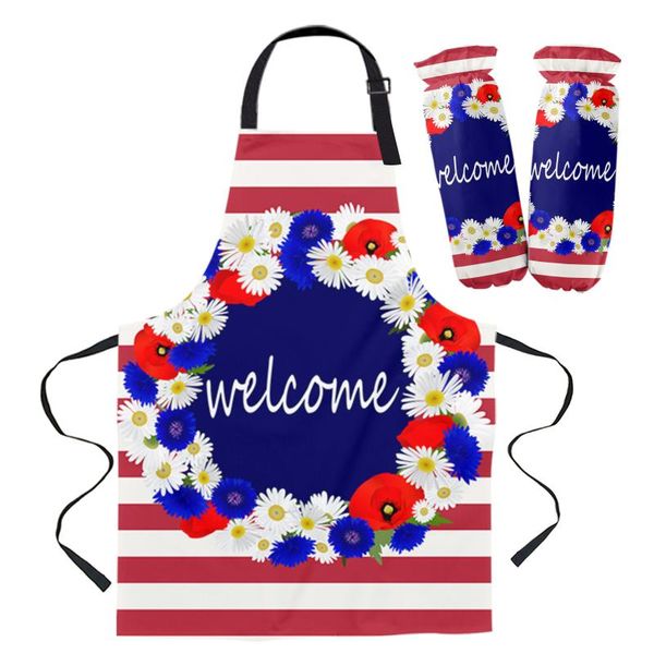 

aprons independence day stripes flowers apron kitchen household cleaning barber baking accessories for woman
