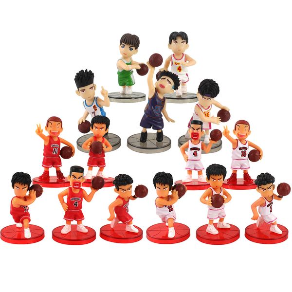 

7-10cm 5pcs/lot slam dunk shohoku basketball player figures toy hanamichi rukawa kaede sakuragi anime model toys