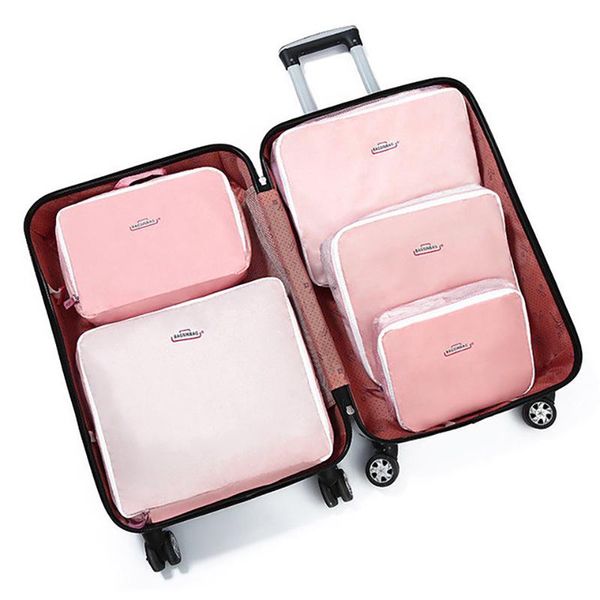 

storage bags 5 pcs luggage organizer set travel colthes bag 4 colors storages cosmetics pouch clothing package