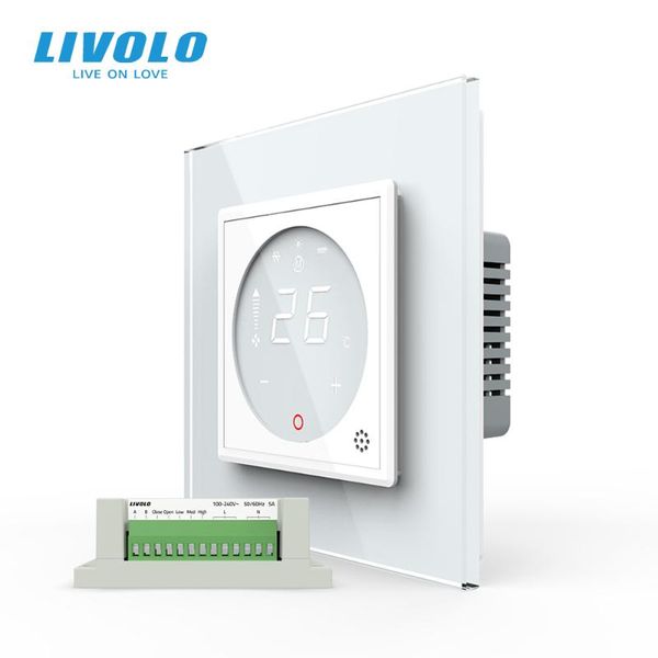 

smart home control livolo eu standard central air conditioning touch controller,rs485 communication,cooling heating exhaust modes,four-speed