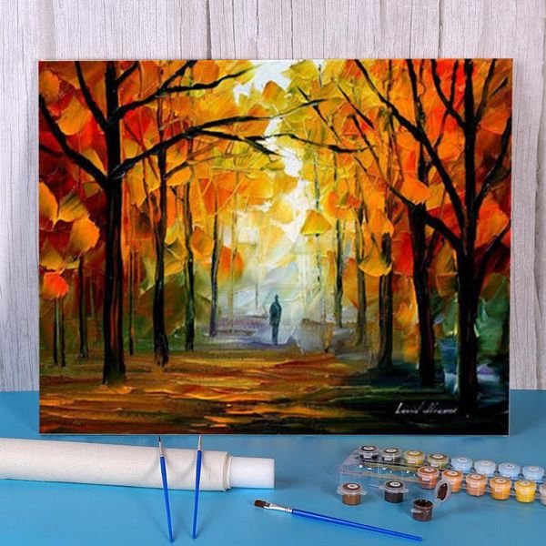 

paintings oil painting style fall paint by numbers complete kit acrylic paints 50*70 canvas wall decoration handicraft