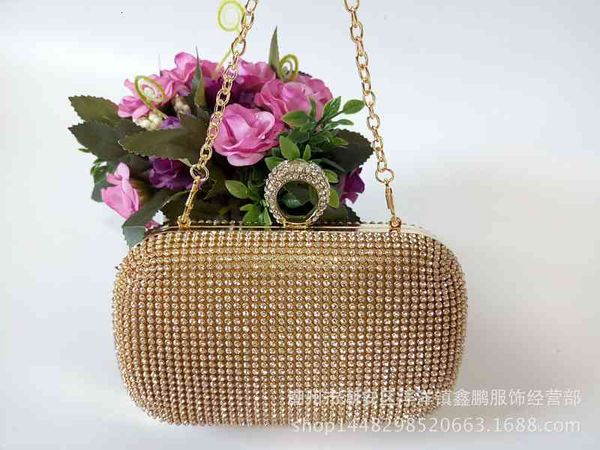 

high-grade ring diamond inlaid handbag women's oblique cross bag banquet dinner