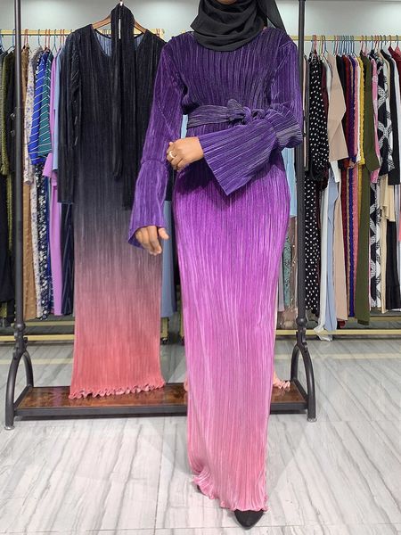 

casual dresses 2021 gradient pleated gown drs lr356, Black;gray