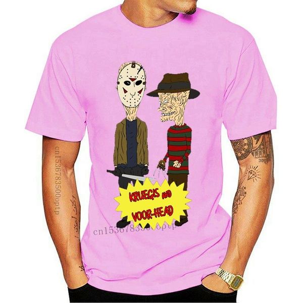 

men's t-shirts horror movies parody kruegis and voor-head beavis butthead white t-shirt round neck tee shirt, White;black