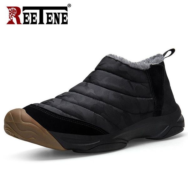 

boots reetene light winter men's non-slip snow for men waterproof comfort warm outdoors footwear, Black