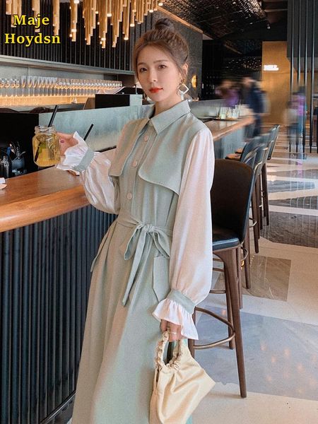 

casual dresses maje hoydsn color contrast stitching dress for women in spring 2021, Black;gray