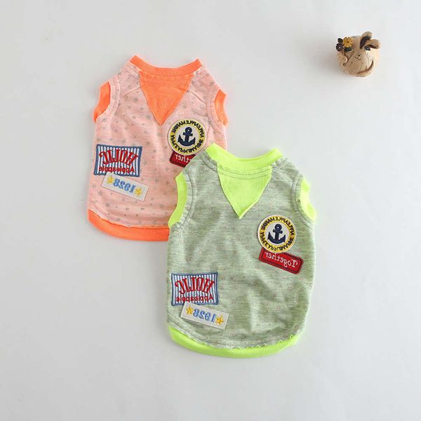 

the dog clothes summer cotton elastic embroidered pet vest dog clothing