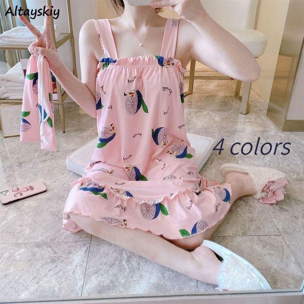 

women's sleepwear nightgowns women college fashion ins kawaii print design lovely girls lounge wear female summer nighty sweet, Black;red