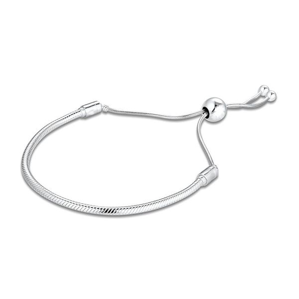 

other bracelets sliding bracelet silver 925 jewelry ball clasp snake chain fit charms beads diy for women gift b054, Golden;silver