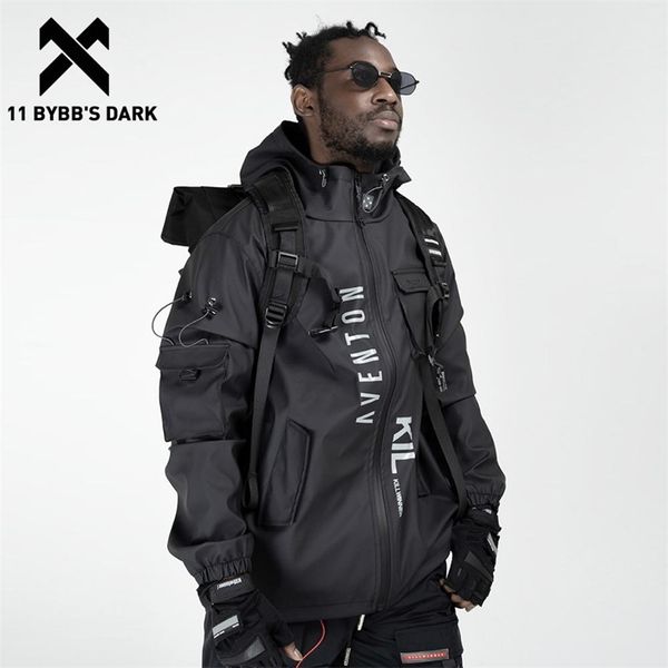 

11 bybb's dark multi pockets cargo jackets men windbreaker hip hop streetwear outdoor techwear harajuku coats 211217, Black;brown