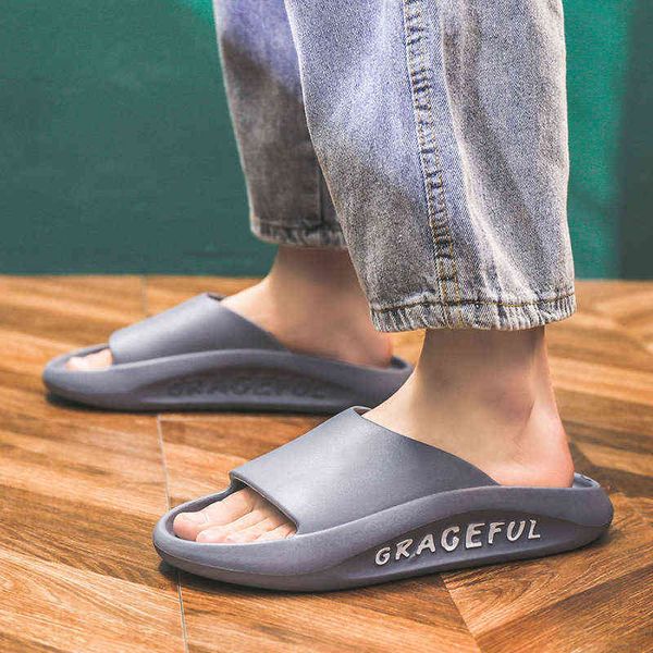 

slippers chinelos de banho masculinos sandlias de eva com letras impressas sola grossa para amantes do quarto leve anilha em lbio 220308, Black