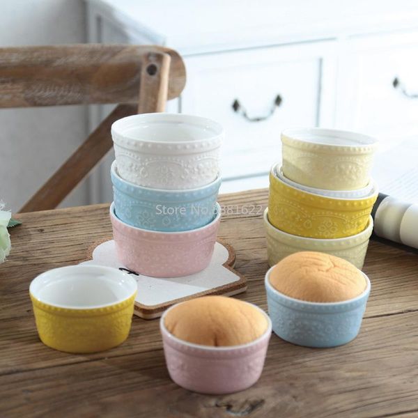 

bowls ceramic creative bowl double skin milk dessert cute pudding cup steamed cake oven mould baking