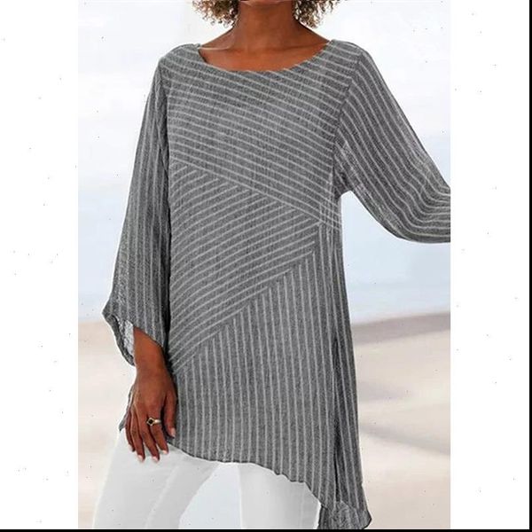 

striped cotton women shirt blouse plus size shirts autumn casual blouses long sleeve o neck tunic, White