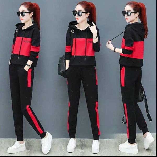 

loose korean fashion suit women tracksuits hooded sweater and pants casual two piece set woman tracksuit, Gray
