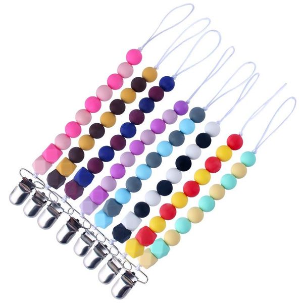 

pacifiers# baby teething pacifier chain clips with silicone beads nipples holder chew toys shower gift infant born teethers