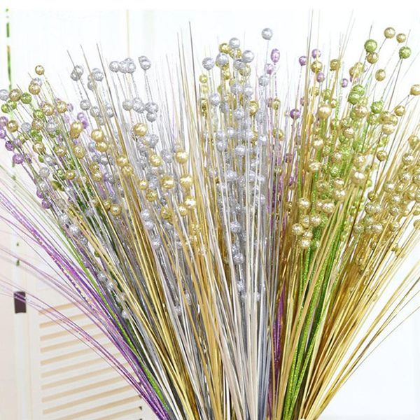 

decorative flowers & wreaths gold silver artificial flower diy simulation mini berry bacca stems branch for wedding decoration