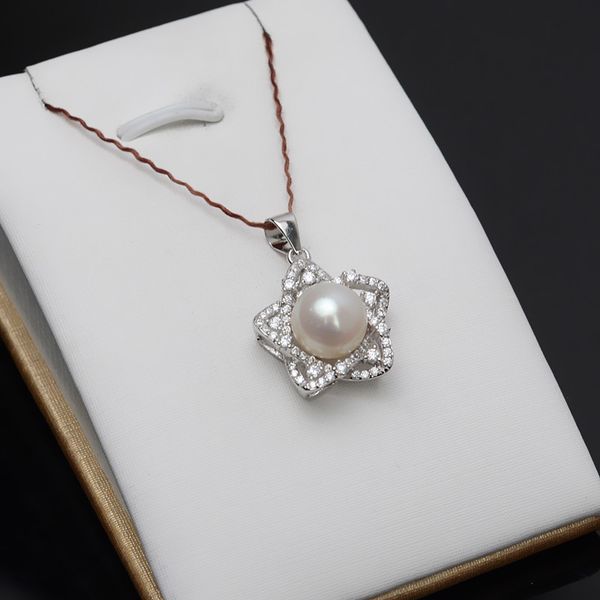 

han s925 silver five pointed star star pendant 8-9 pearl pendant diy jewelry accessories empty support 628