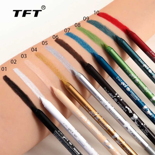 TFT durável À Prova D 'Água Anti Suor No Dizzy Eyeliner Gel Lápis Lip Liner Combinação Pen Lapiz Combinado Delineador De Labios