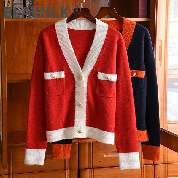 

women's knits & tees 2021 spring autumn long sleeve v-neck wool knit coat elegant cardigan b628, White