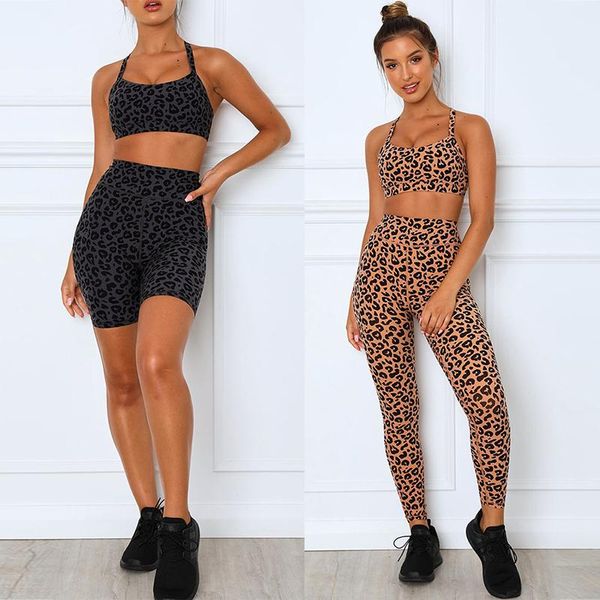 

leopard print women seamless yoga set fitness sports suit 2pcs sportswear gym female workout running clothes outfits, White;red