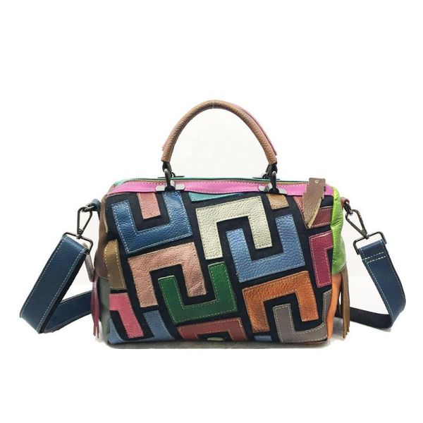 

bag messenger leather geometric pattern stitching beauty european cross-border retro portable onkip