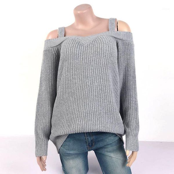 

ways wear knitted cold shoulder women pullovers solid v neck long sleeve ladies knitwear 2021 winter casual female jumpers women's swea, White;black