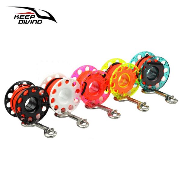 

pool & accessories 15m/30m multicolor plastic scuba diving finger reel with double ended hook for signal tube smb technical dive cave
