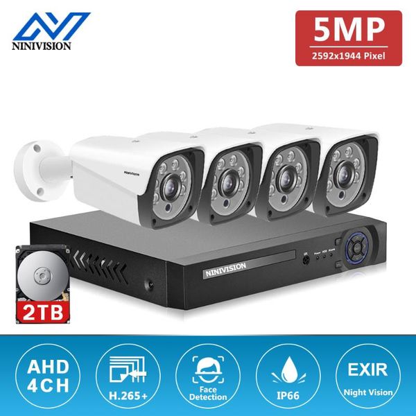 

h.265 5mp 4ch dvr cctv security system ir outdoor waterproof instant email alert ahd camera video surveillance set wireless kits